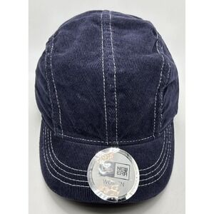 New Era Corduroy Womens One Size Baseball Hat Stretch Cap Blue‎ White NWOT Blank